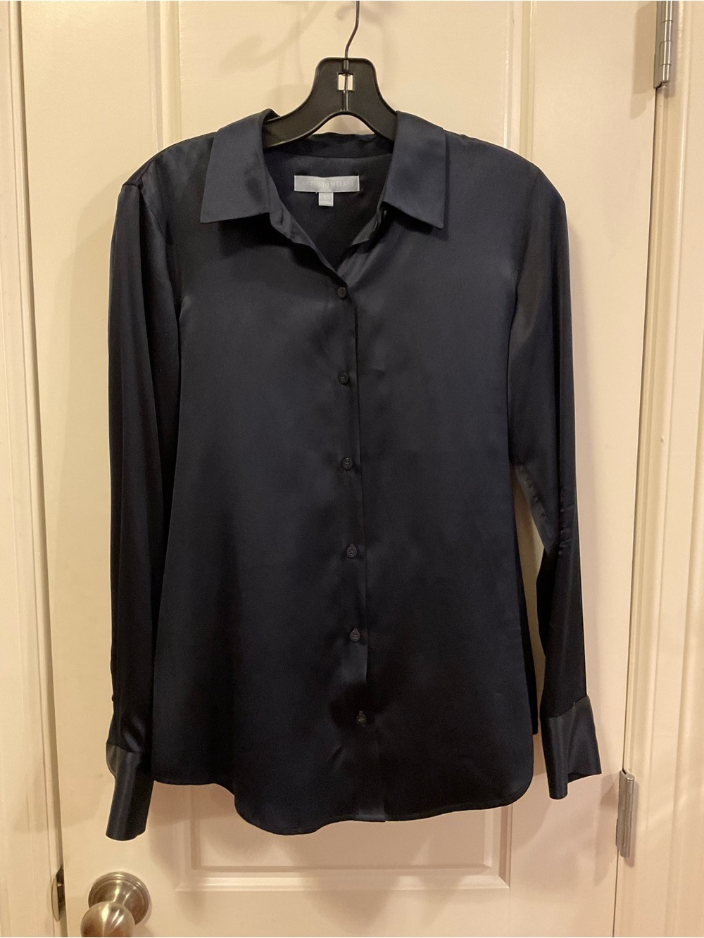 Antonio Melani Silk Navy Button Down - XS